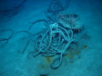 Tangle of steel wire rope